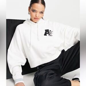adidas Short Disney Hoodie 'White' HL9055 White Hoodie with Black Lettering